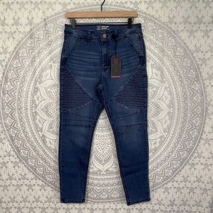 Nwt $18 No Boundaries Walmart Skinny Jeans Pants High Rise Moto Blue Stretch 13